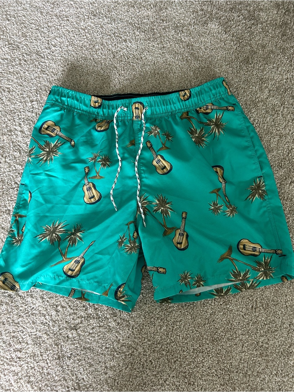 Goodfellow & Co Teal Guitar & Palm Swim Trunks